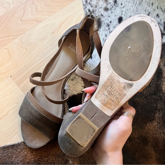 EILEEN FISHER Gold Metallic Gladiator Strappy Heel Sandal Size 10 Boho‎ - Picture 9 of 9